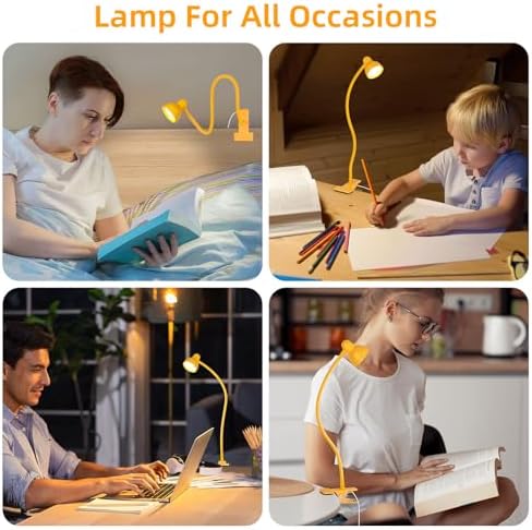 LiFMIRA Desk Lamp Clip on Lamp for Bed, LED Reading Light for Bed Yellow