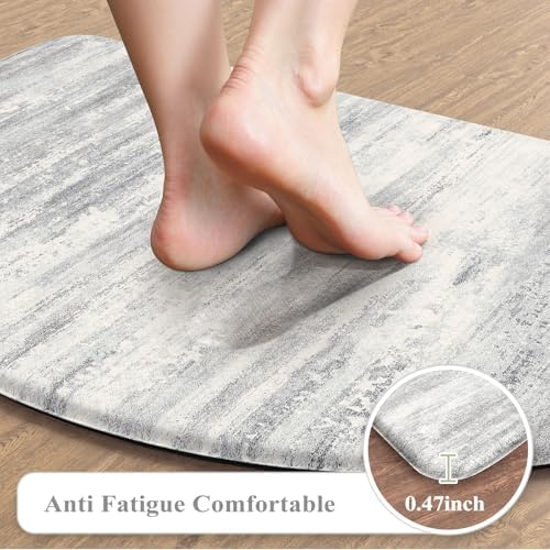 KIMODE Anti Fatigue Kitchen Mats for Floor, Abstract Half Moon Kitchen Rug