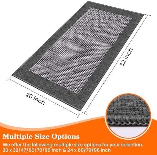 StepRite Chenille Kitchen Rug, Kitchen Mat for Floor, 32'' x 20'', Grey