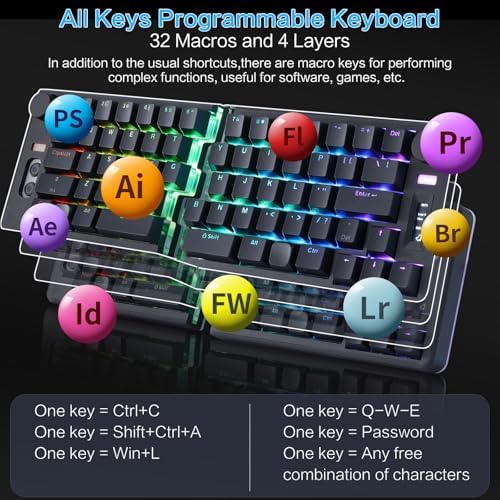 Koolertron Split Mechanical Gaming Keyboard Programmable