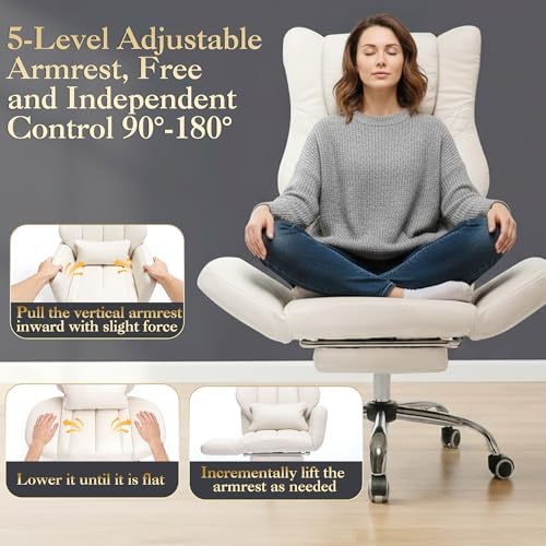 Cross Legged Office Chair with Adjsutable Armrests & Headrest