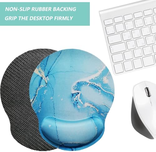 Mouse Pad with Wrist Support, Ergonomic Mouse Pad with Memory Foam Wrist Rest Cushion, Non-Slip Rubber Base Gaming Mice Pad for Home Office Computer Laptop, Green Marble