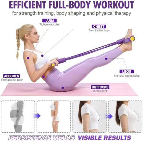 Foot Pedal Resistance Bands with Handles, 6-Tube Multifunction Elastic Yoga Exercise Bands, Home Gym Fitness Equipment for Women & Men to Abs, Core, Leg, Arm, Waist Workout