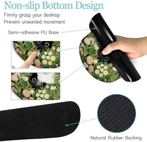 LIMKRIAN Cat Mouse Pad with Wrist Rest, Green Office Desk Accessories