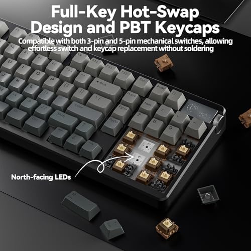 LEOBOG A98 Wireless Gaming Creamy Mechanical Keyboard with Number Pad Knob