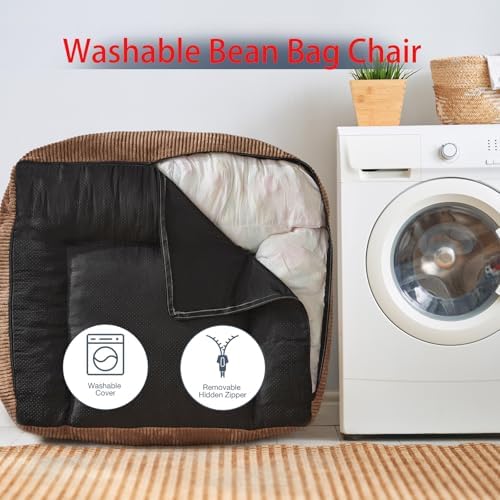 EBENCHICO Giant Bean Bag Chair for Adults, Corduroy Large Bean Bag Chairs for Teens with Armrests, Comfy Adult BeanBag Chair Sofa Couch with Filler Included for Bedroom Living Room