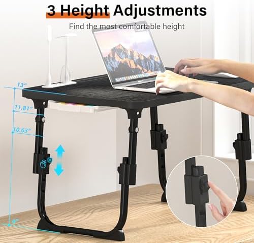 Lap Desk for Bed Adjustable Height with USB Port 23.6" x15.7" Desktop