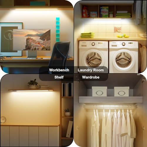 Under Cabinet Lighting Natural White 4000K, Dimmable Under Cabinet Lights with Touch Switch, LED Under Counter Lighting for Desk