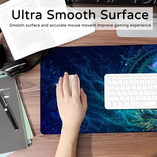 Meditation Gaming Mouse Pad,Spiritual Large Desk Mat, 31.5x11.8x0.12in Extended Non-Slip Rubber Lotus Yoga Art Mousepad, Computer Deskmat Gifts, Laptop Mice Pads Decor for Office Home