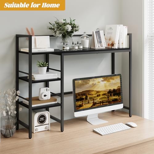 HavenlyYouth Desk Shelf, 38.6 Inch Wood Desk Organizer Shelf for Computer Monitor, Desk Hutch Storage, Desktop Shelf for Top of Desk, 3 Tier Desktop Bookshelf for Home Office Dorm, Black
