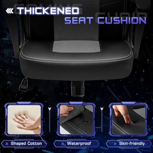 Office Gaming Chair High Back Leather Computer Chairs Ergonomic Height Adjustable Racing Game Desk Chair Executive Conference Task Chair (Grey)