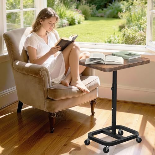 Adjustable Height Mobile TV Tray Table，Portable Laptop Desk for Eating