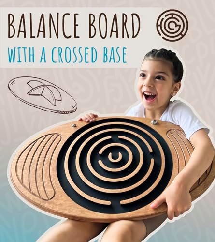 Wooden Balance Board with Labyrinth Maze 23"x14" – Core Strength & Coordination Trainer for Physical Therapy, Fitness & Rehabilitation | Natural Beech Wood, Holds 400 lbs