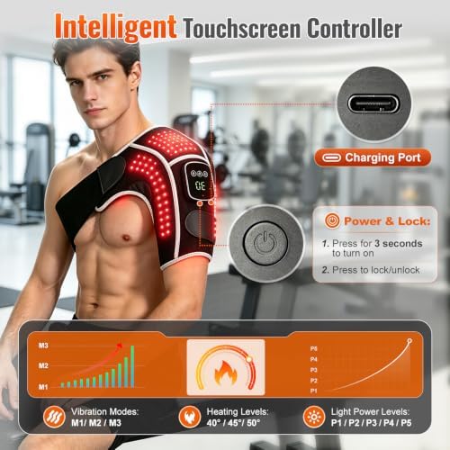 Cordless Red Light Therapy for Shoulder & Knee with Vibration Massage&Heat