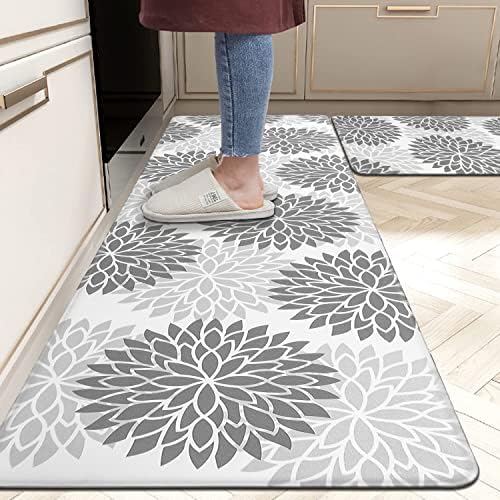HEBE Anti Fatigue Kitchen Rugs Set of 2, Cushioned Kitchen Mats for Floor