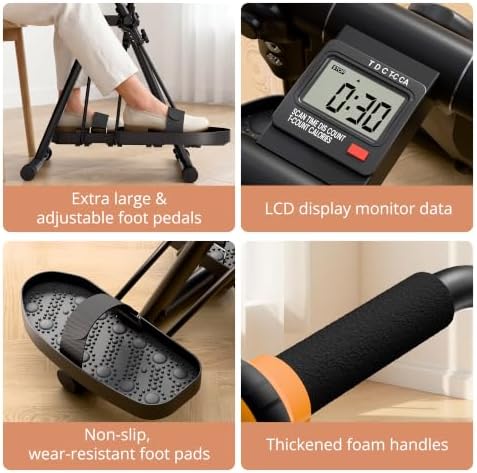 RYGEO Pedal Exerciser Bike for Seniors – Arm, Leg, Hand & Knee Elderly Exercise Equipment, Sit Down Air Walker for Total Body, Upper & Lower Limb Trainer Home Workout