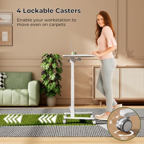 Gibbon Mounts 90° Foldable Mobile Standing Desk Height Adjustable on Wheels