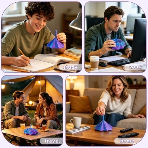 3D Printed Expanded Sensory Fidget Star, Fractal Stress Relief Spinning Tower Toy with Handle, Polygonal Honeycomb Whirling Spiral Design, Stocking Stuffers Gift for Adults Teens ADHD Office Desk