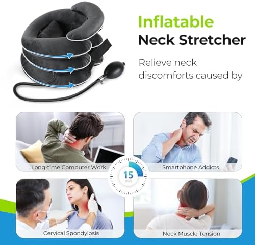 ervical Neck Traction Device with Innovative Neck Decompression Design, Inflatable Neck Stretcher for Instant Neck Pain Relief, Neck Brace Pillow for Neck Support, Home Use