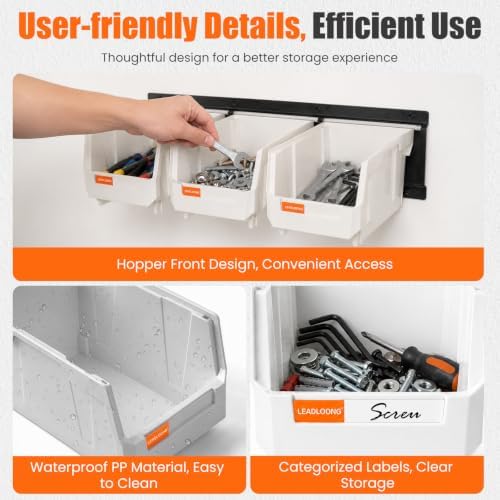 12pc Wall-Mounted Storage Organizer Set with Metal Rails White