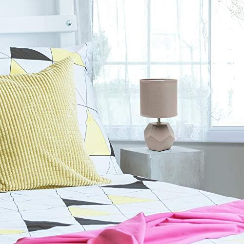 Simple Designs LT2065-GRY Round Prism Mini Table Lamp with Matching Fabric Shade, Gray (Pack of 24)