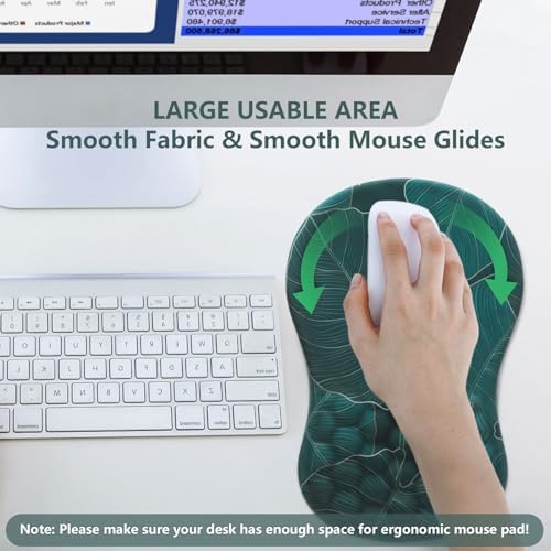 Ergonomic Mouse Pad Wrist Rest, 15° Memory Foam, Non-Slip PU Base