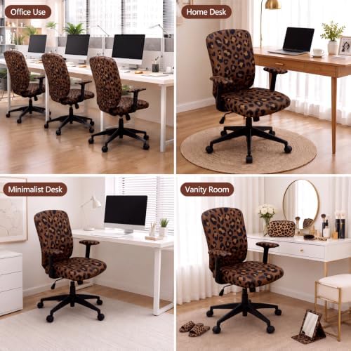 Suncalla 4 Pcs Cheetah Printed Office Chair Covers Leopard Desk Chair Cover