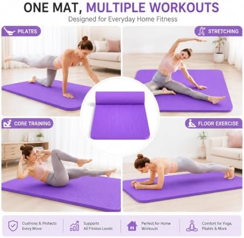 Extra Thick Yoga Mat, High Density Non-Slip Exercise Mat
