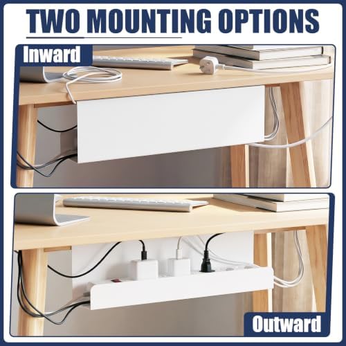 2 Pack Under Desk Cable Management Tray,Hold 11 lbs, 16 x 5 x 3 Inch, White