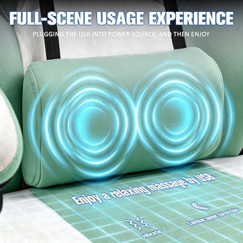 Gaming Chair with Footrest, Fabric Gaming Chair for Adults with Massage Lumbar Support, High Back Ergonomic Computer Chair, Pocket Spring Cushion, 150°Reclining & Linkage Armrests, Green