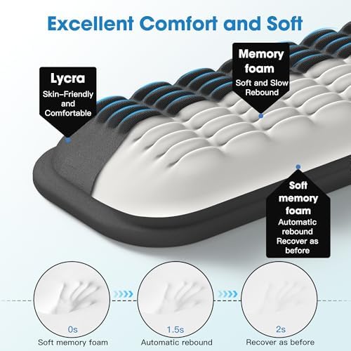 MEKASS Keyboard Wrist Rest, Soft Memory Foam Wrist Support, Keyboard Hand Rest Pad for Wrist Pain Relief, Keyboard Wrist Guard for Long Hours of Work, Gaming, Studying（Classic Black）