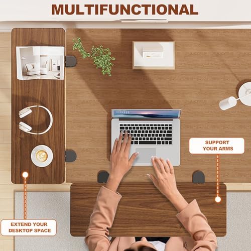 Black,70 * 20,Desk Extender Tray, 27.5" x 7.8" Clamp On Desk Shelf, Desk Extension with Rounded-Edge, Table Desk Arm Rest, Clamp On Keyboard Tray for Office and Home, Workstation Organizer