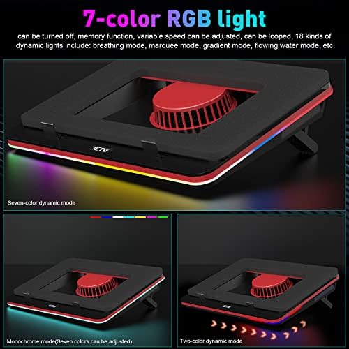 IETS GT500 Powerful Turbo-Fan (5000 RPM) RGB Laptop Cooling Pad with Infinitely Variable Speed,Seal Foam for Rapid Cooling Gaming Laptop,Dust Filter for Protect Laptop,13-17.3inch Laptop Cooler