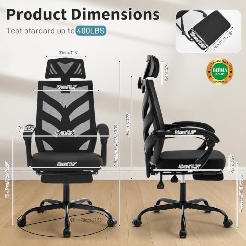 400lbs Ergonomic Office Chair with Footrest, Computer Gaming Chair