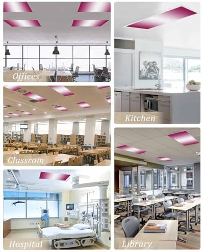 Rose Red Magnetic Fluorescent Light Covers for Ceiling Lights 2 x 4 Feet,White Gradient Minimalist Geometric Aesthetics Office Classroom Kitchen Drop Ceiling Light Covers Lighting Filter Shade 3 Packs