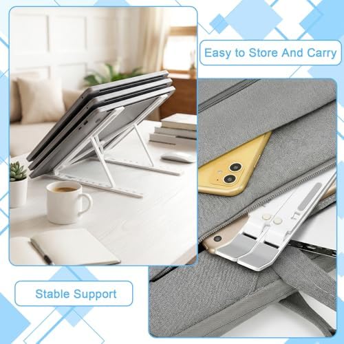 Laptop Stand for Desk, Adjustable 10-Angle Foldable Laptop Riser, Portable White Plastic Tablet Holder, Ventilated Notebook Stand Compatible with All Laptops up to 17 Inch