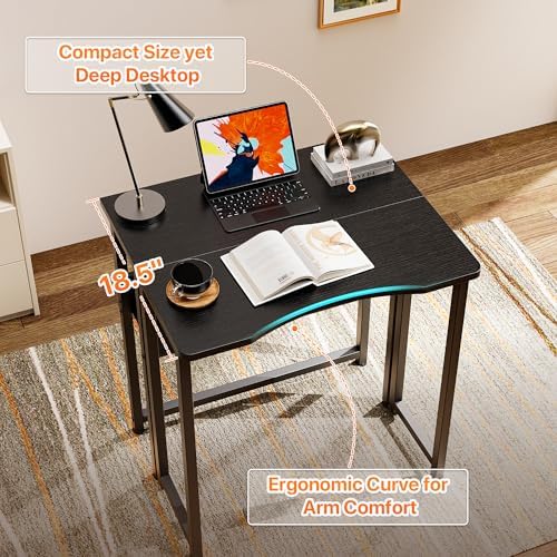 Huuger Folding Desk with Storage Shelf, 23.6 Inch Foldable Computer Table