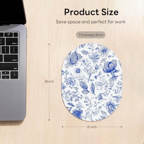 Oval Mouse Pad 6x8in Non-Slip for Laptop,Sketch Flowers
