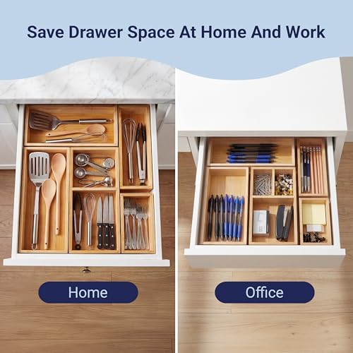 happimess Eldora 5-Piece Handcrafted Bamboo Drawer Organizers, Natural