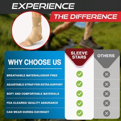 Sleeve Stars Ankle Brace Men & Women Support (Single/L:12"-13"/Beige)