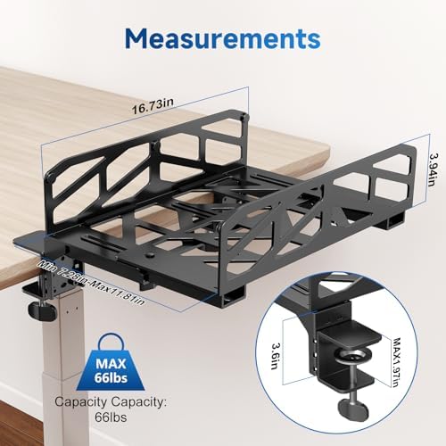 Pholiten Clamp-on Desk Extender PC Mount Holder, 7.28-11.8 inch