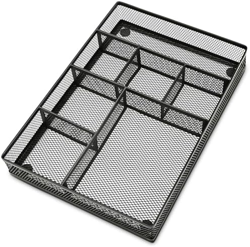shenee Desk Drawer Organizer Tray,Drawer Organizer for Office and Home,Desk Organizer with Drawers,7 Compartments,Non-Slip Desk Organizers (Black, 12.3" L x 8.3" W x 1.8" H)