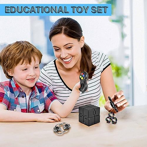 5PC Fidget Toys Adults Set Fidgets for Classroom Must Have Autism Sensory Pack Figette Cube ADHD Special Treasure Prize Tool Stress Relief Desk Cool Gadget for Kid Easter Basket Stuffers for Teen Boys