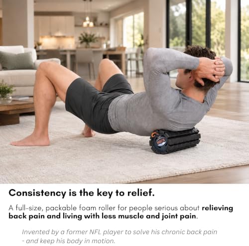 Brazyn Morph Foam Roller: Collapsible Travel Foam Roller for Back Pain Relief, Workout Muscle Recovery, Back Massager, Deep Tissue Leg Massage, Back Cracker (Sunset Orange, Deep Tissue)