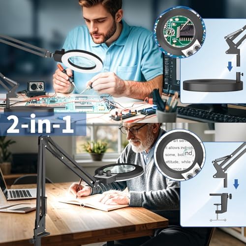 HITTI 12X & 30X Magnifying Glass with Light,Upgrade Infinite Color