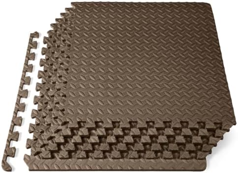 ProsourceFit Exercise Puzzle Mat 1/2-inch, EVA Interlocking Foam Floor Tiles for Home Gym, Workout Equipment, Kids Play Areas, Brown, 24 Sq Ft - 6 Tiles