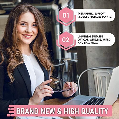 Ergonomic Mouse Pad with Wrist Rest, Gel Wrist Support Mousepad, Pain Relief Laptop Computer Mouse Pad, Non-Slip Mouse Pads for Home & Office (Pink, Regular)