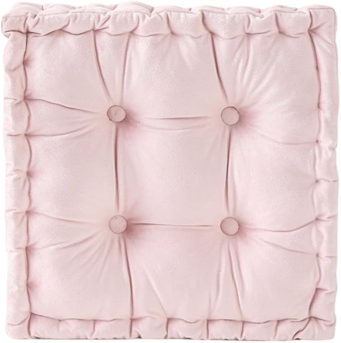 vctops Chair Cushion for Dining Chair, Soft Velvet Square Seat Cushion with Ties Cozy Indoor Chair Pad Cushion for Office Kitchen Dining Room (Pink,18"x18")