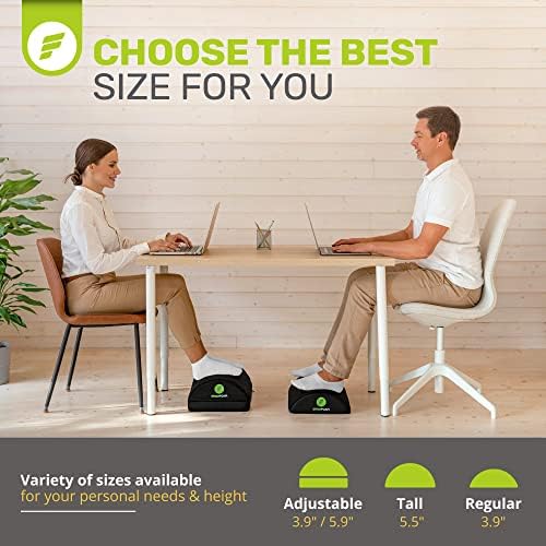 ErgoFoam Foot Rest for Under Desk at Work - Premium Under Desk Footrest - Desk Foot Rest for Lumbar, Back, Knee Pain - Ergonomic Foot Stool Under Desk (Black, Mesh)