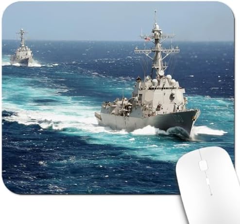 9.5x7.9 Inch Office/Gaming Mouse Pad, U.S. Navy Arleigh Burke - Class Destroyer Sailing on The Ocean Patriotic Military Theme Cute Anti-Slip Mat for Desk